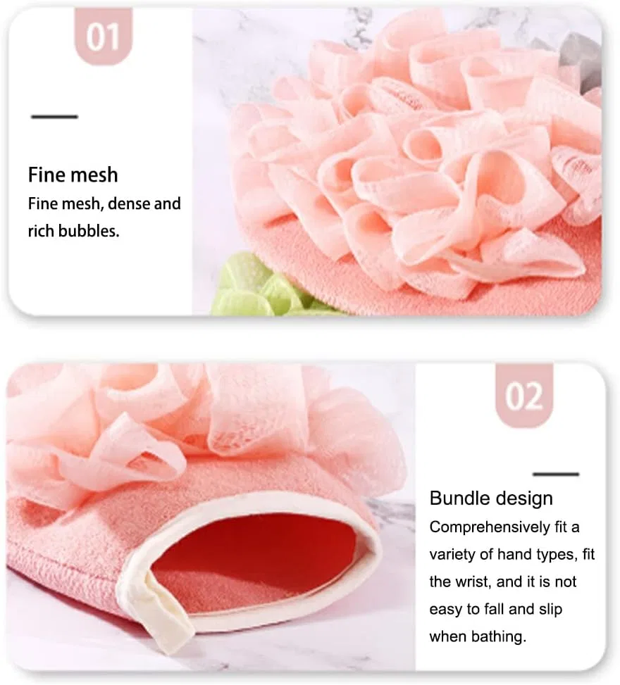 Мочалка для душа двусторонняя, BOKIOESDE, Pink — фото 2