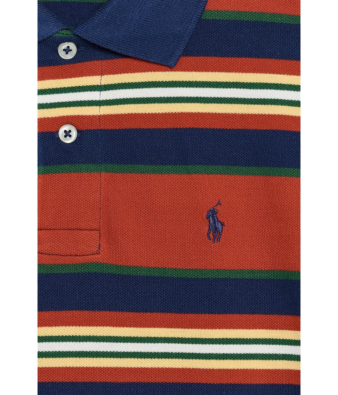 Полосатая хлопковая сетчатая рубашка-поло (для детей постарше) Polo Ralph Lauren Kids, Varsity Orange/Multicolor — фото 3