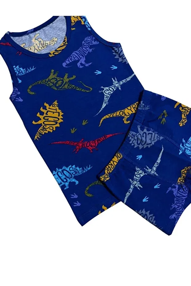Детский комплект нижнего белья для мальчиков хлопковый Dinosaurs Patterned Elmas Kids, Blue — фото 3