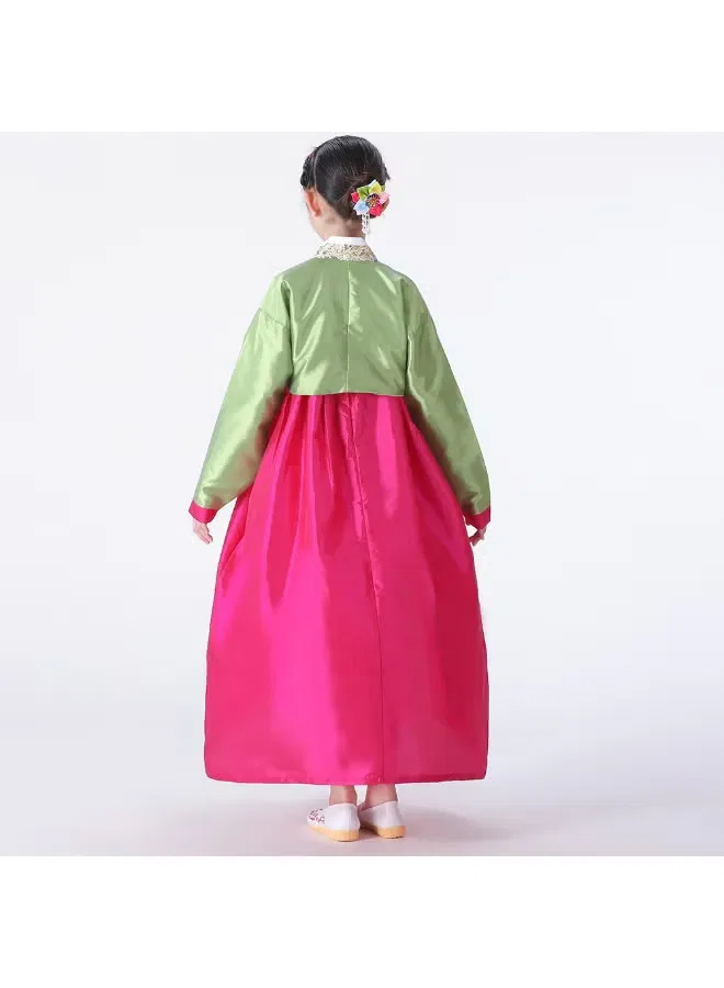 Костюм ханбок с шелковой юбкой комплект Korean girls kids hanbok Al Aoyama, зеленый — фото 4
