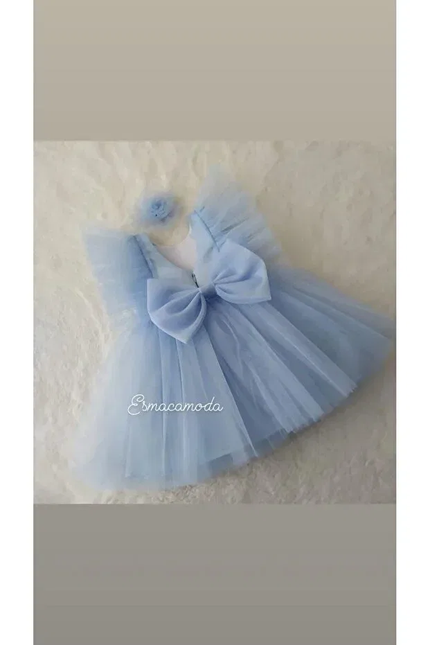 Детское платье для девочек матовое сатиновое Esmacamoda, Light Blue