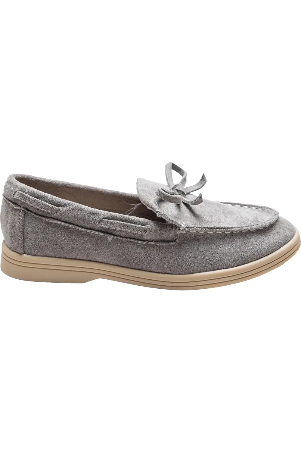 Детские туфли мокасины из замши Moccasin Loafers MOUSTACHE, серый — фото 2