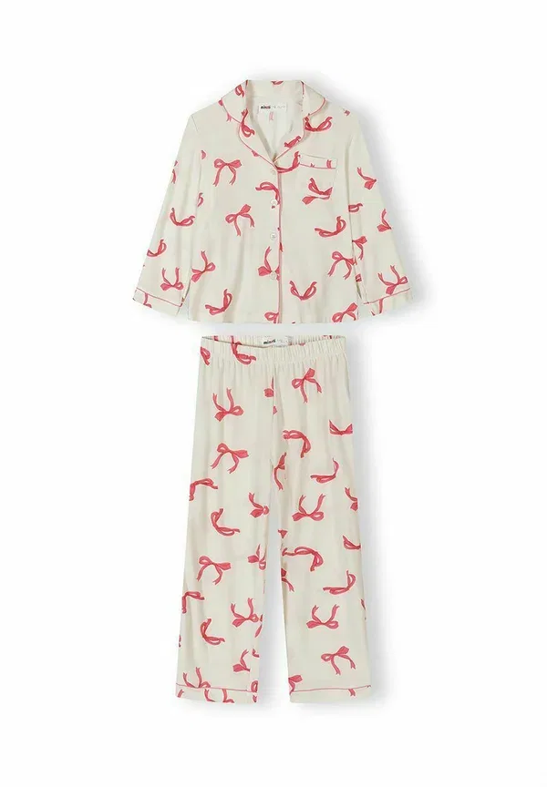 Комплект пижамный с принтом, из полиэстера, Set long sleeve with print, Minoti, White, белый