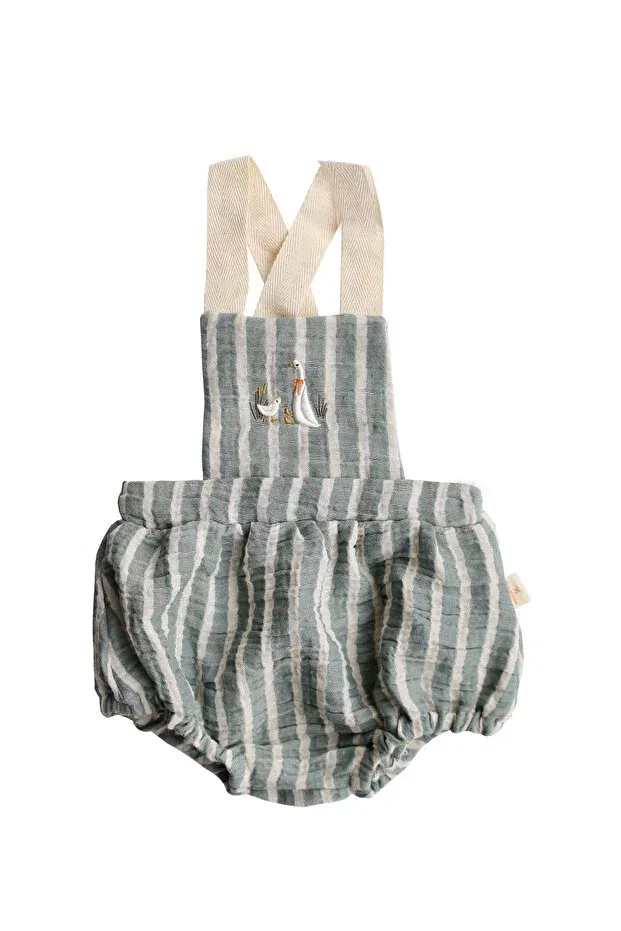 Детский комбинезон для девочек хлопковый Mother goose embroidered muslin baby salopet Miela Kids, Mint — фото 2