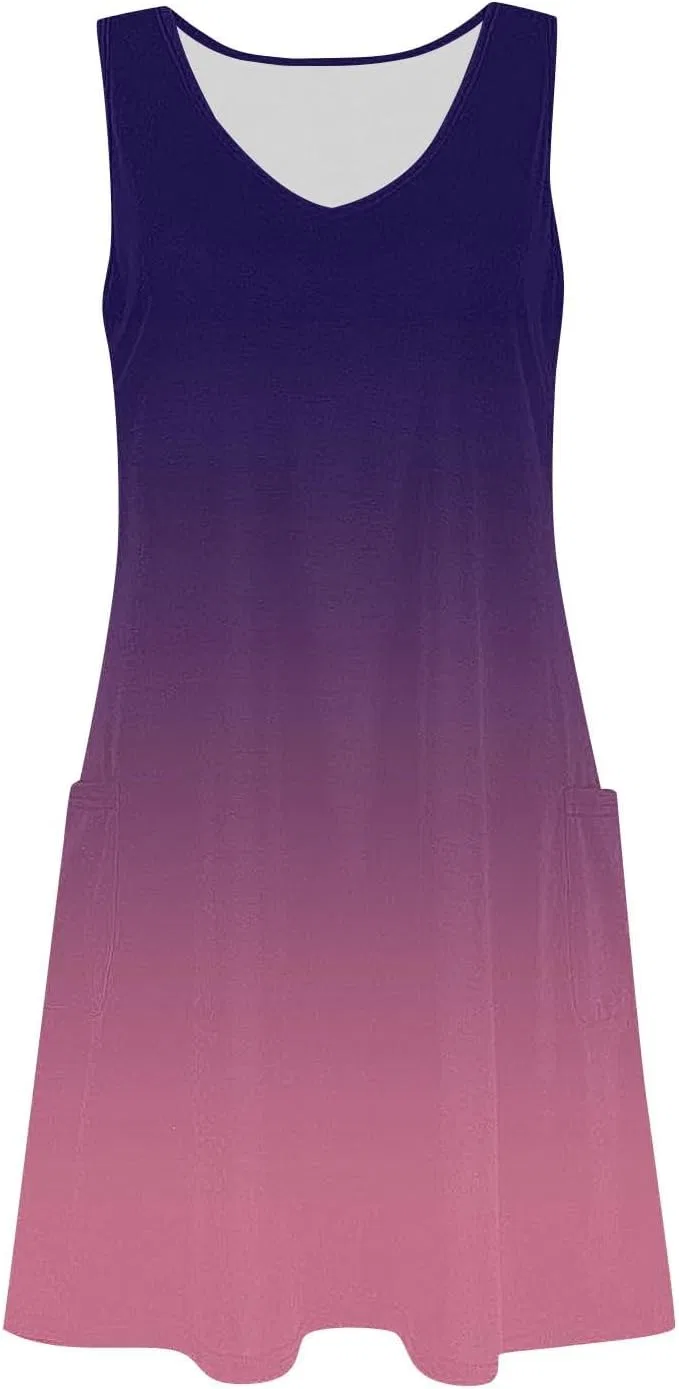 Женское свободное мини-платье с V-образным вырезом Summer Dresses, A21 Dark Blue — фото 4