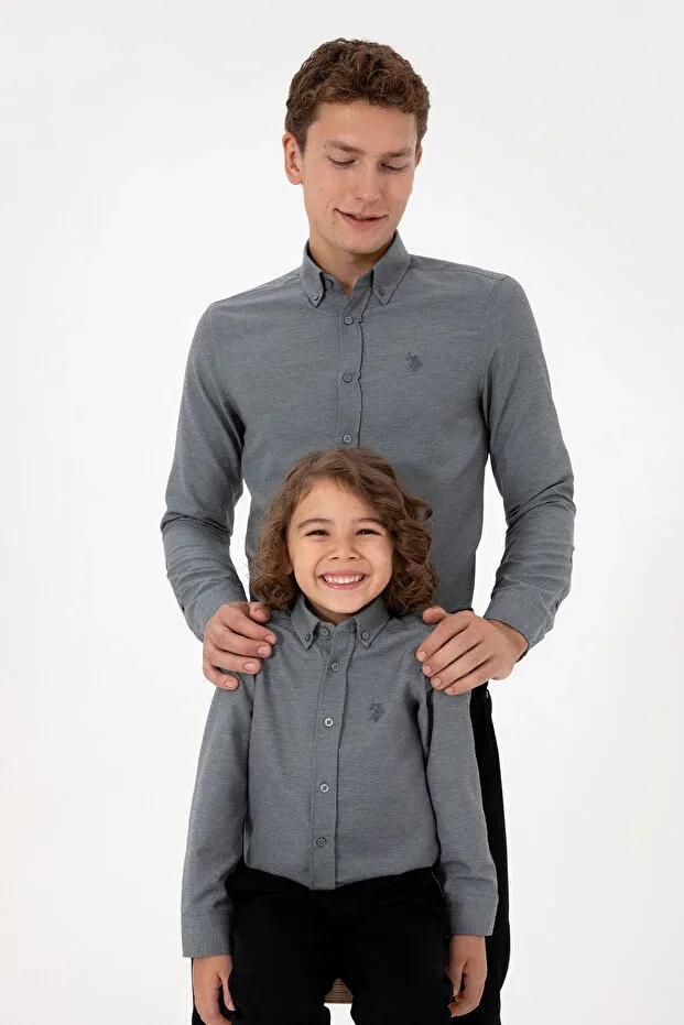 Детская рубашка для мальчиков с длинным рукавом U.S. Polo Assn., Anthracite — фото 3