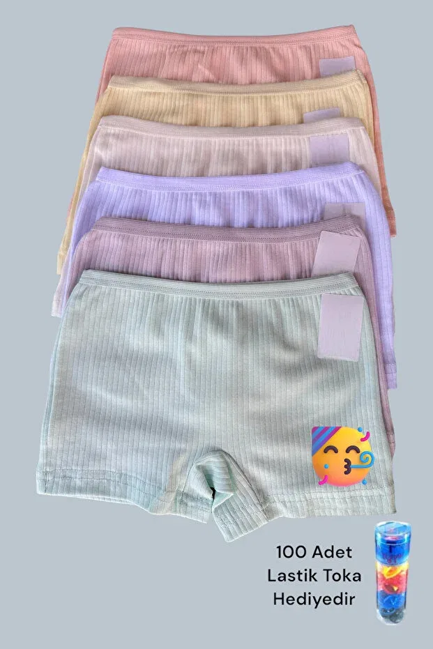 Детские шорты-боксеры для девочек хлопковые комплект 6 шт Kossiga, Pastel Colors