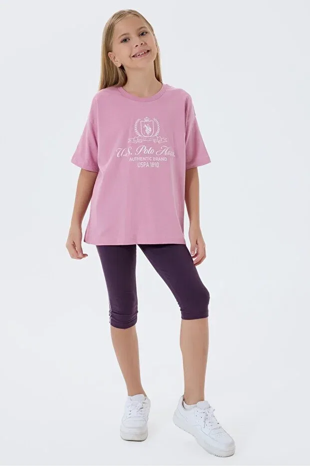 Детские леггинсы для девочек с принтом U.S. Polo Assn., Pink — фото 3
