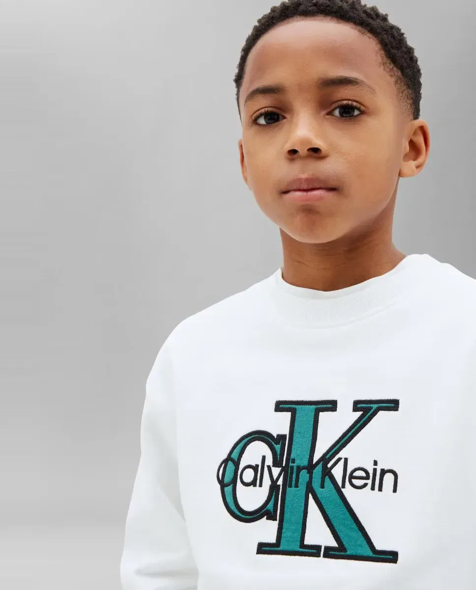 Детская худи для мальчиков с принтом Calvin Klein, Blanco — фото 3
