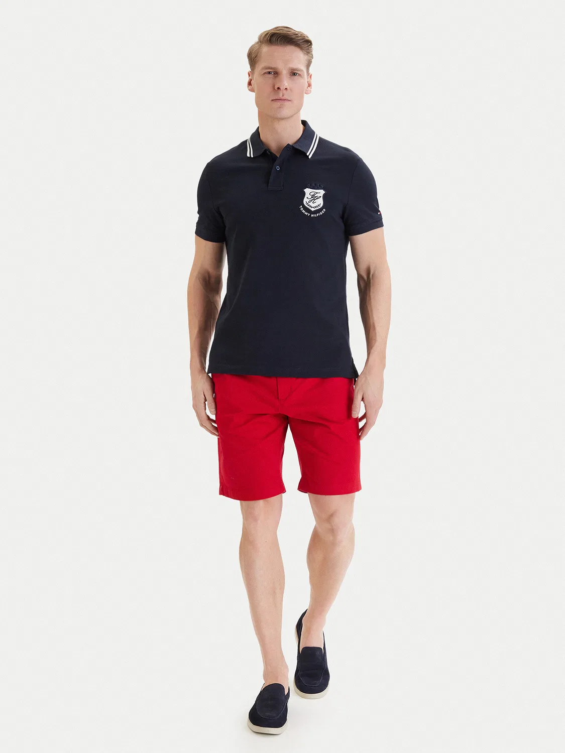 Мужское поло стандартного кроя Badge Tommy Hilfiger, темно-синий — фото 2