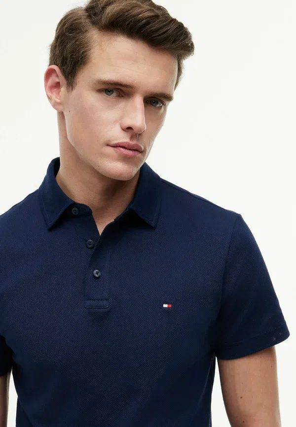 Футболка поло хлопковая Tommy Hilfiger Carbon темно-синий — фото 4