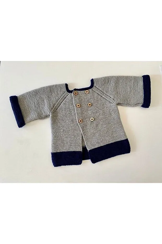Детский кардиган для новорожденных ручной вязки Hobihanem Tuhafiye, Gray-Blue
