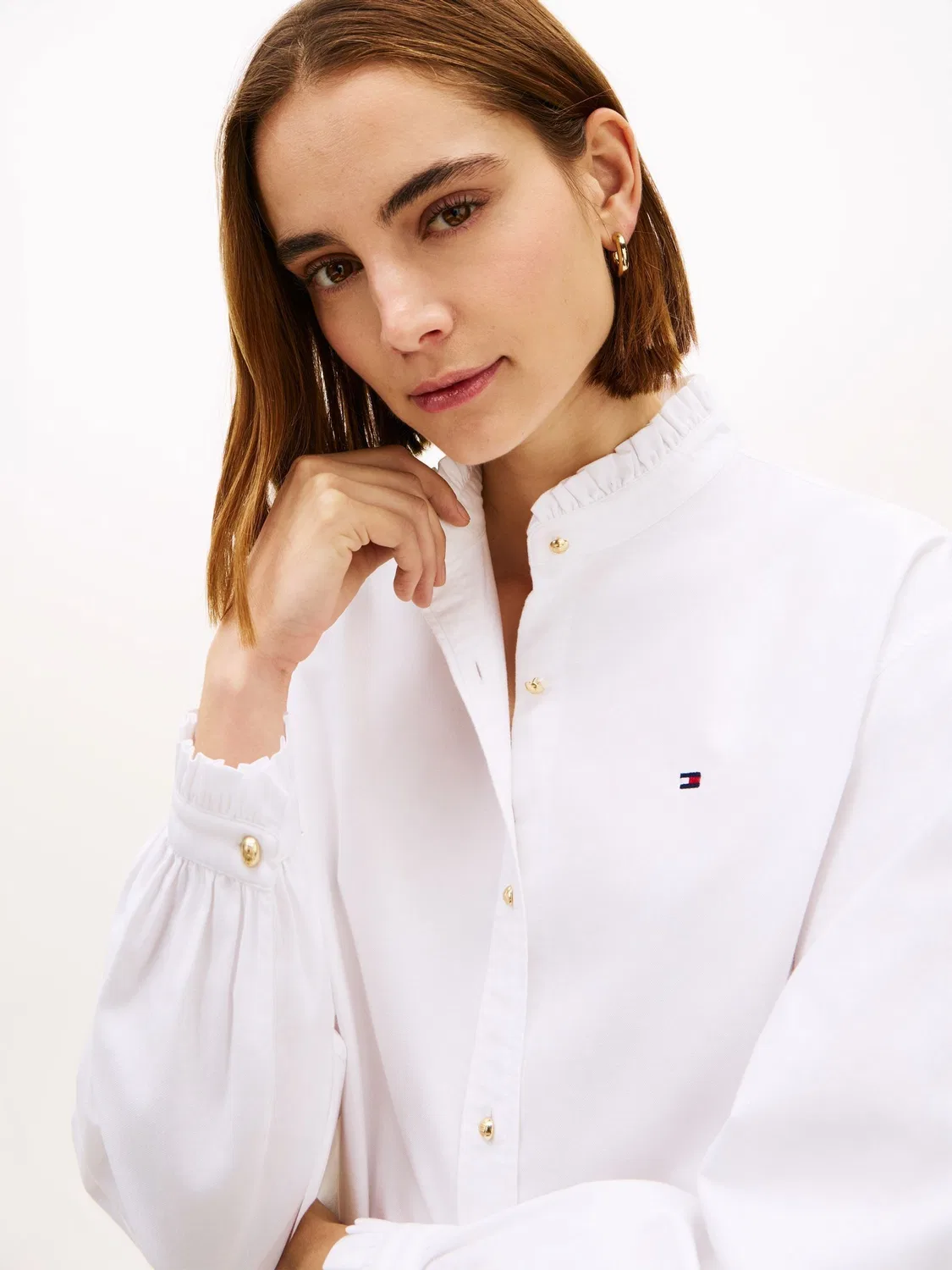 Рубашка оксфорд, свободный крой, с рюшами Tommy Hilfiger, белый — фото 4