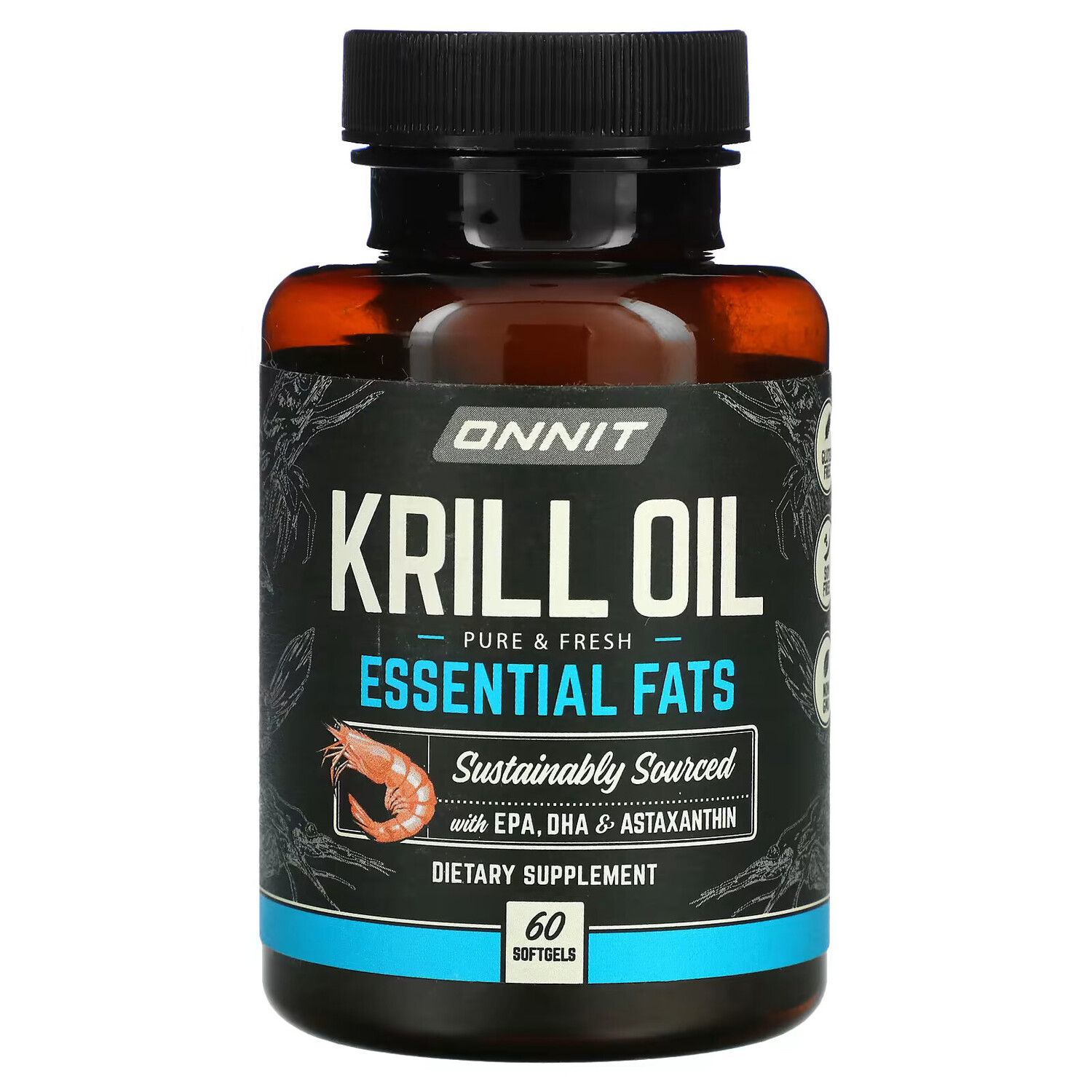 

Onnit, масло криля, незаменимые жирные кислоты, 60 мягких капсул