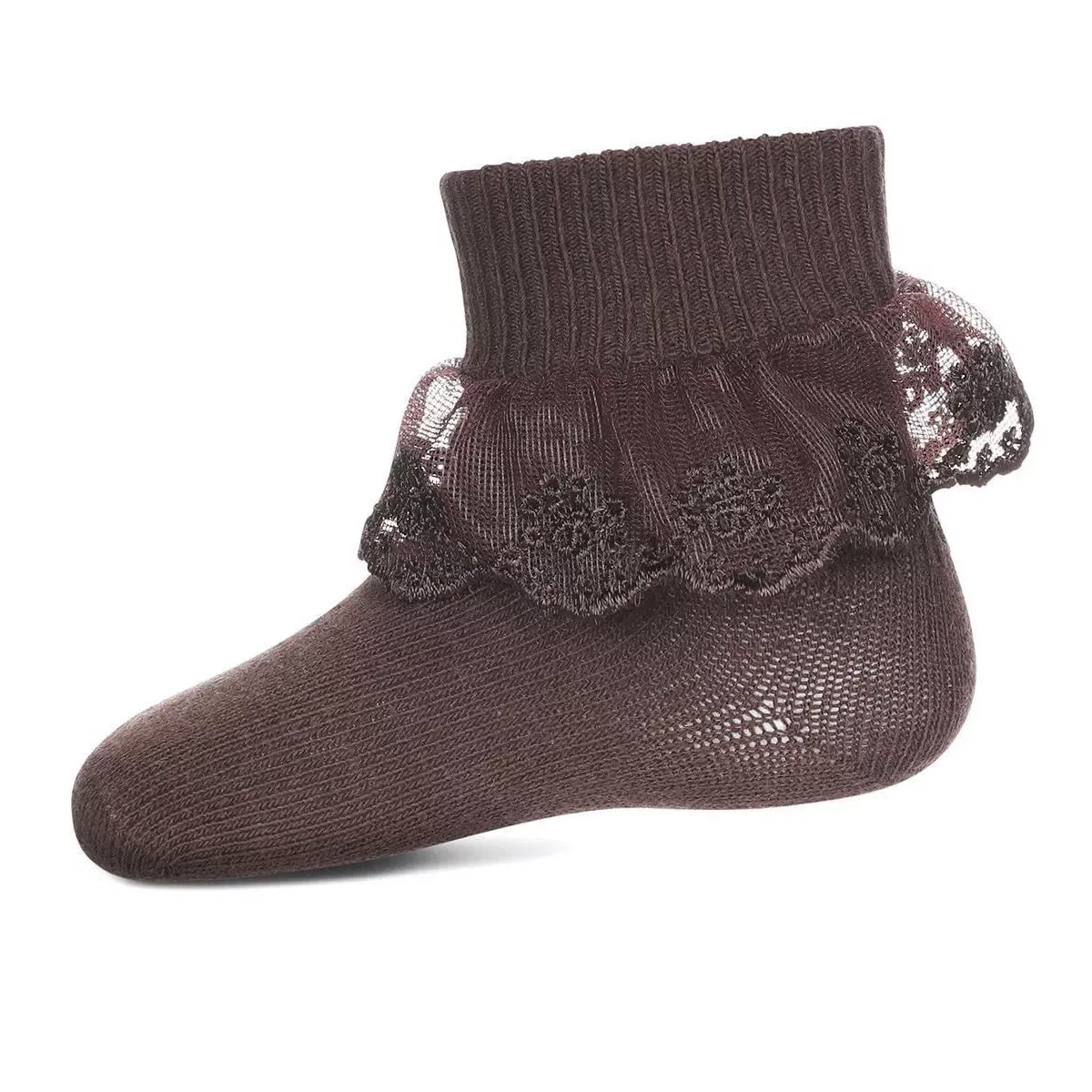 Детские носки с оборкой Модель Classic Lace Girls Ruffle Anklet LEGWEAR, Brown