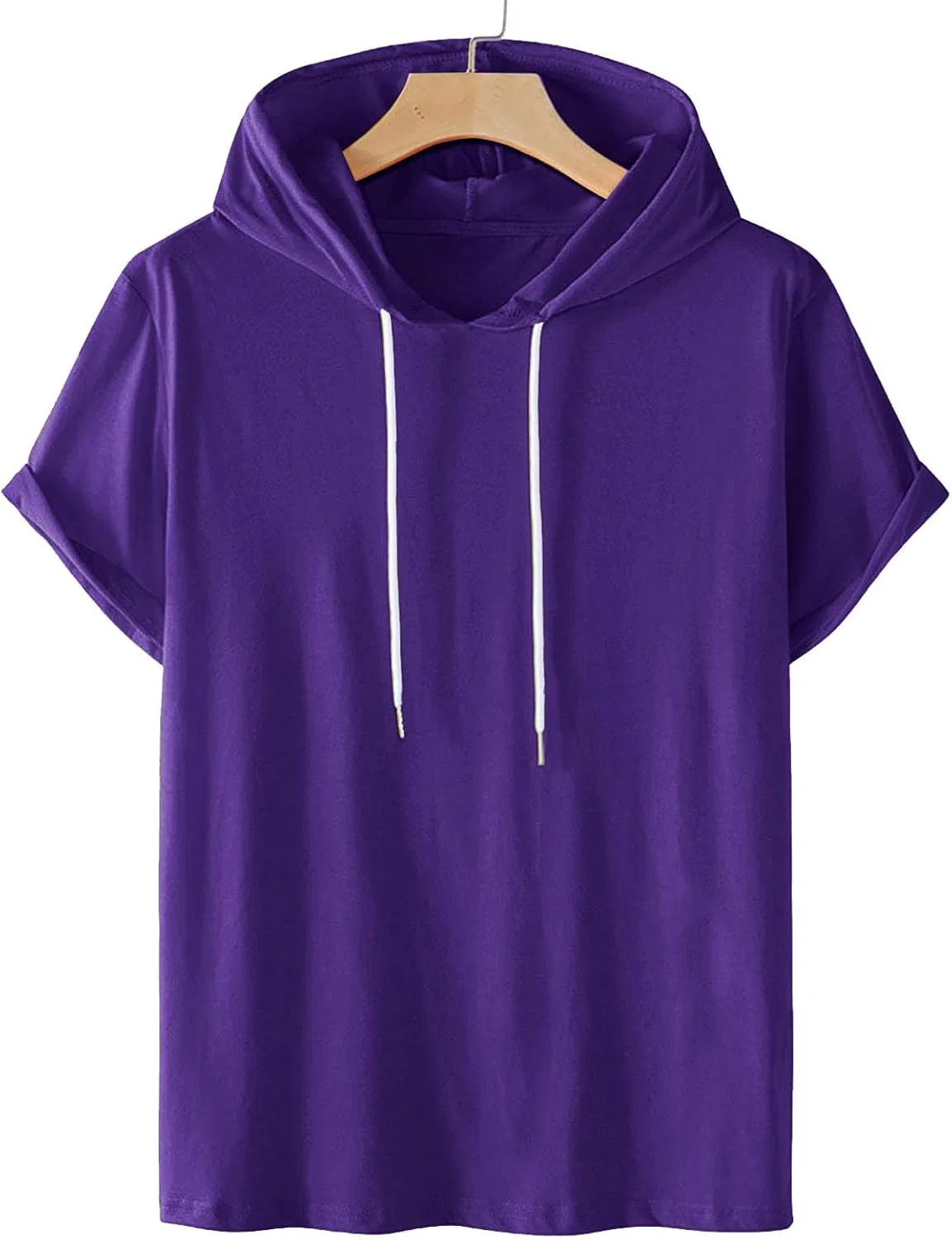 Мужская футболка с капюшоном легкая на шнурке, Purple — фото 2