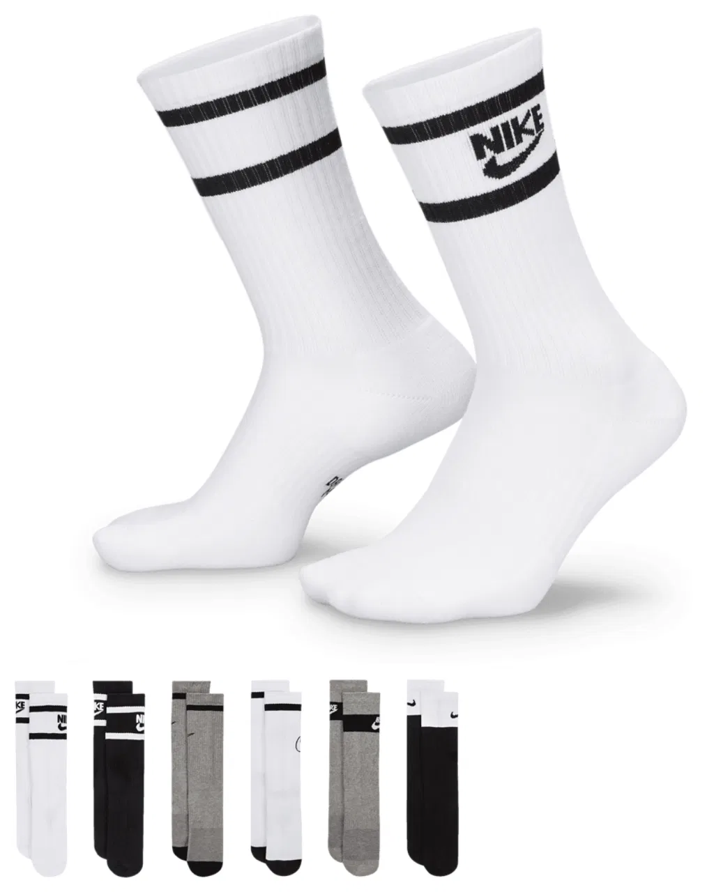 Детские носки, 6 пар, с поддержкой свода стопы, Nike GFX, Nike, Grey/Black/White