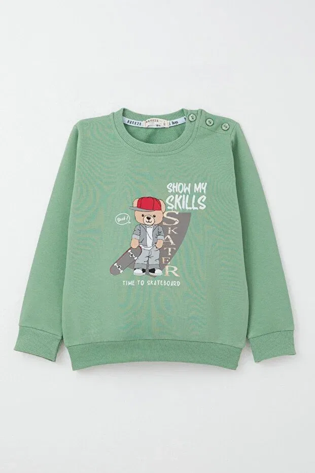 Детский спортивный комплект для мальчиков с принтом Skateboarder Breeze, Mint Green — фото 2