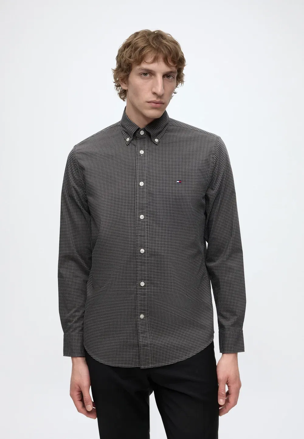 Рубашка из поплина в клетку Flex RF - рубашка Tommy Hilfiger, Hydrogen Grey