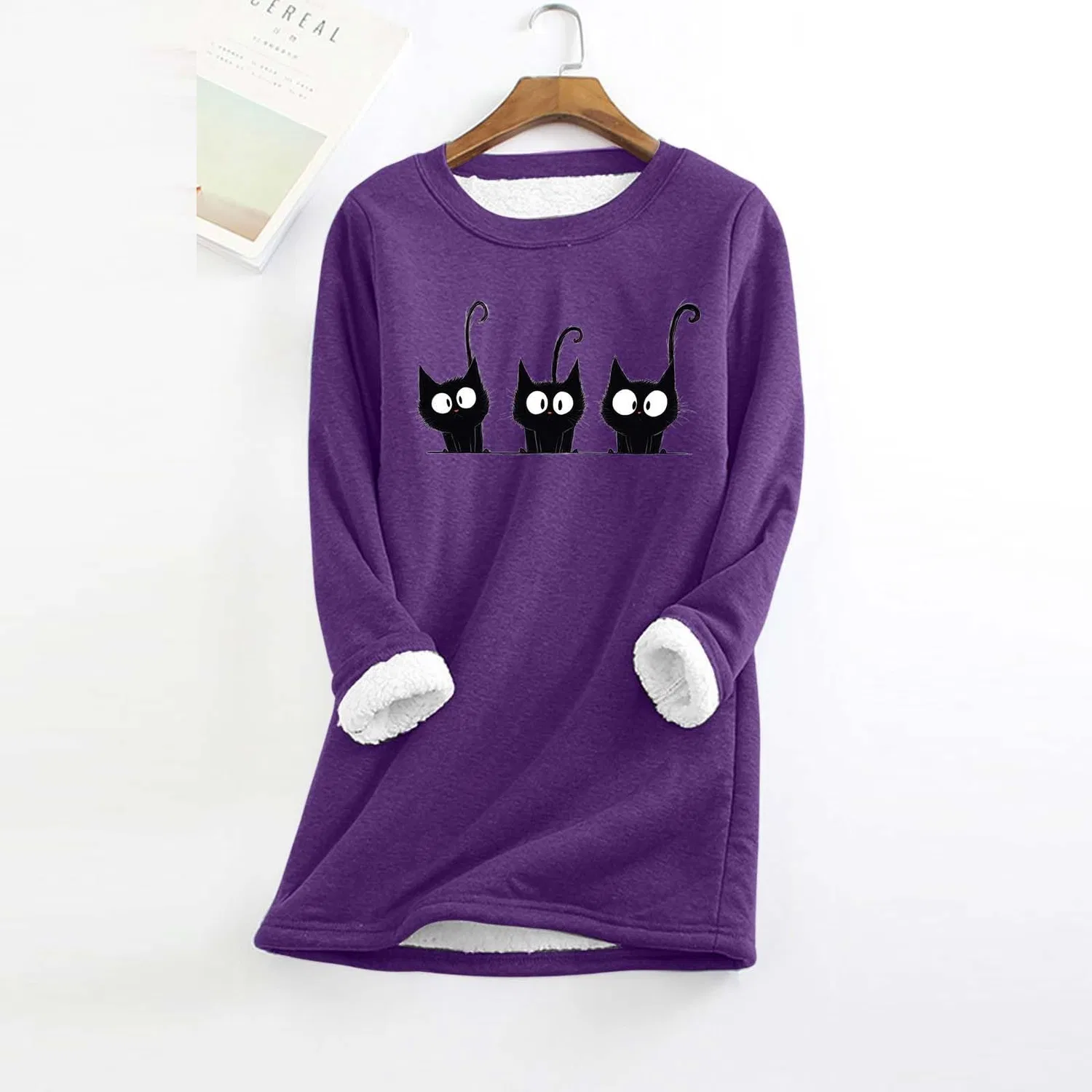 Женский свитер с принтом Winter Sweater для дома, 1-purple — фото 2