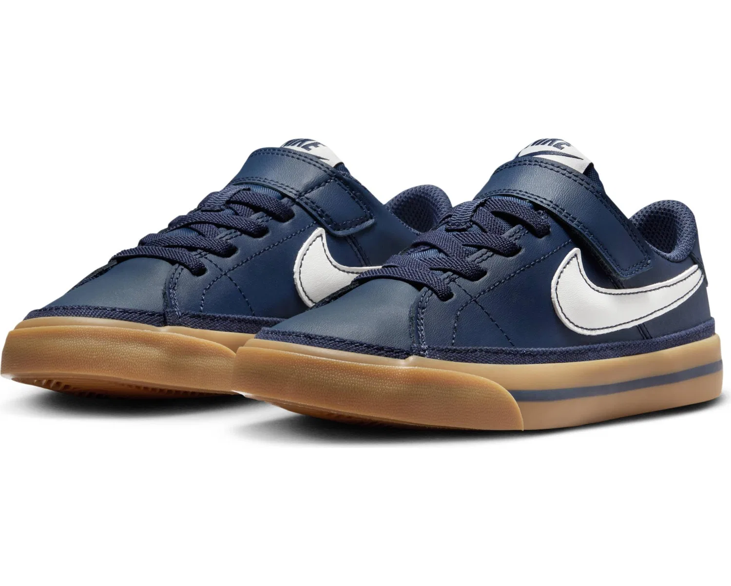 Детские кроссовки для мальчиков кожаные NIKE Court Legacy Shoe - Baby and Boy NIKE, Thunder Blue Sail Gum Light Brown — фото 2