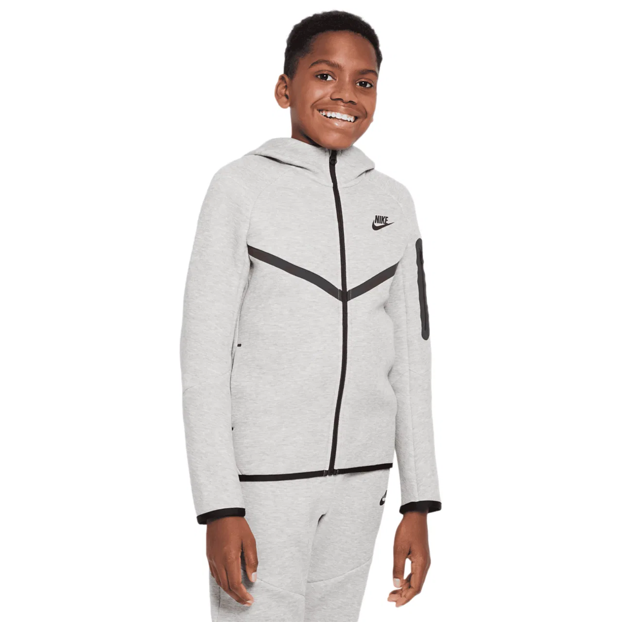 Худи для мальчиков Tech Fleece Full-Zip Nike, черный/серый