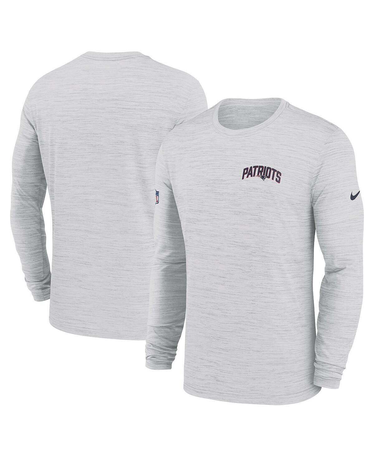 

Мужская белая футболка с длинным рукавом new england patriots velocity athletic stack performance Nike, белый