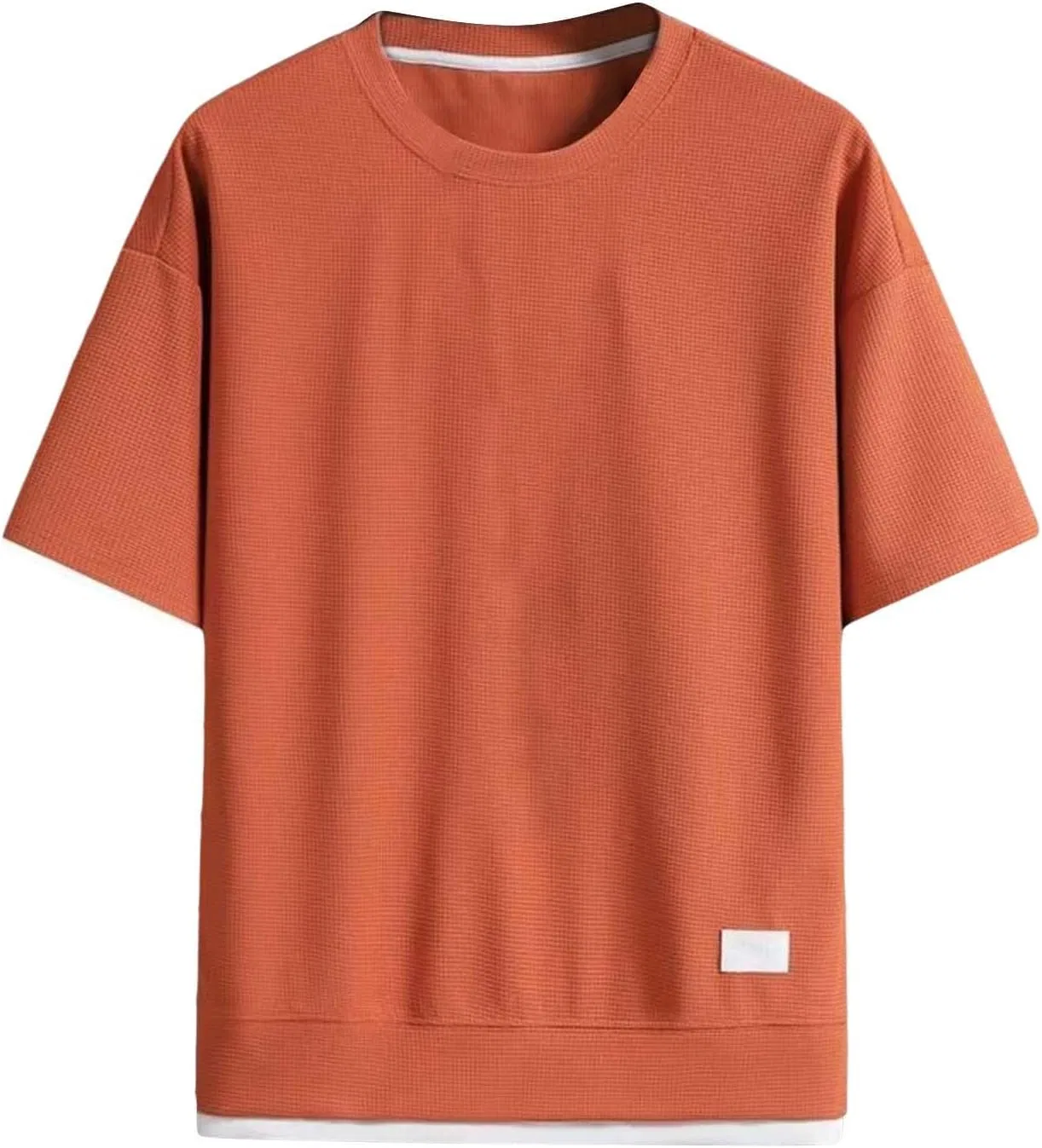 Мужская свободная футболка из вафельной ткани, Orange — фото 4
