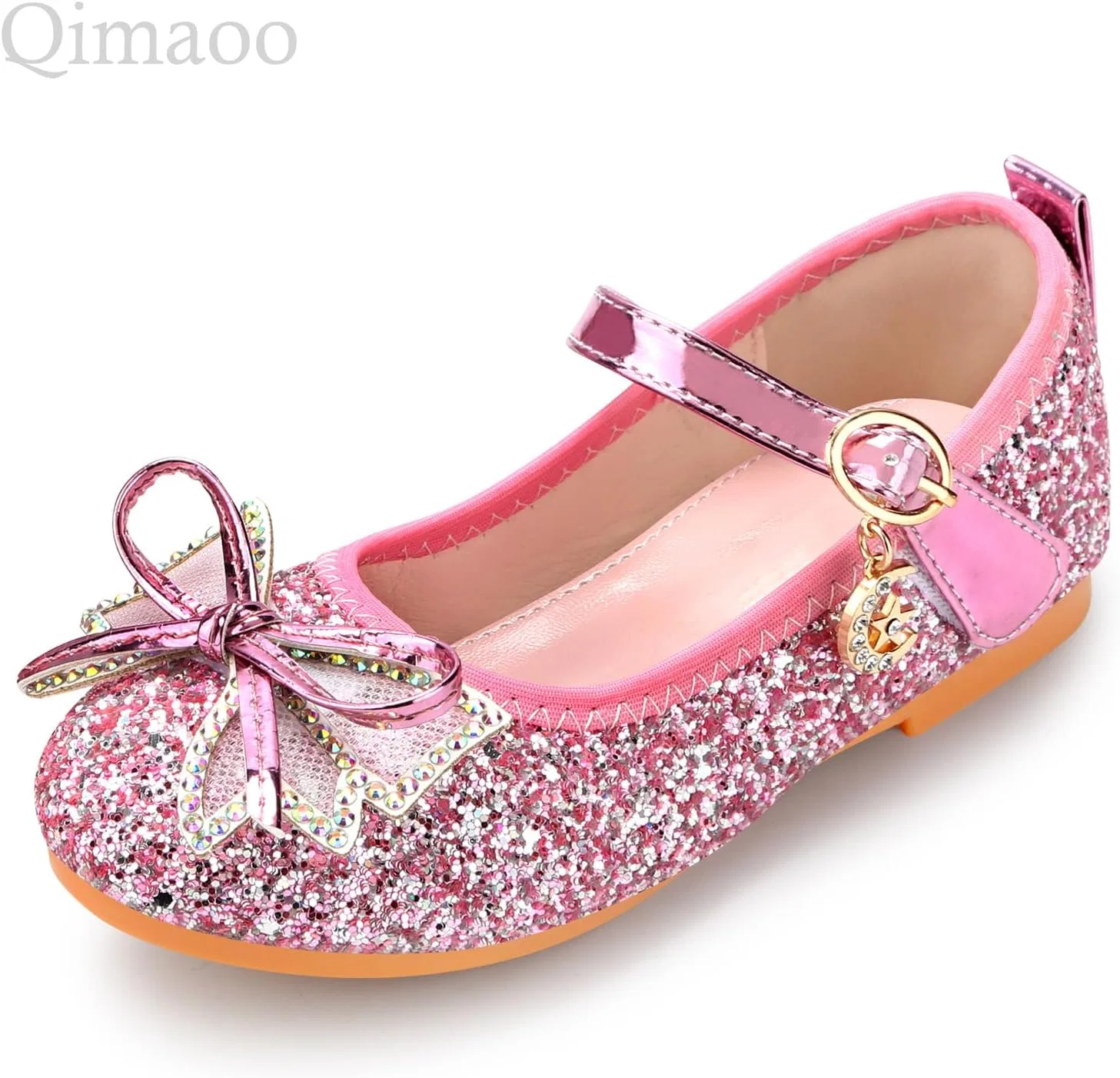 Детские туфли Мэри Джейн с блестками для девочек Qimaoo, Pink — фото 4