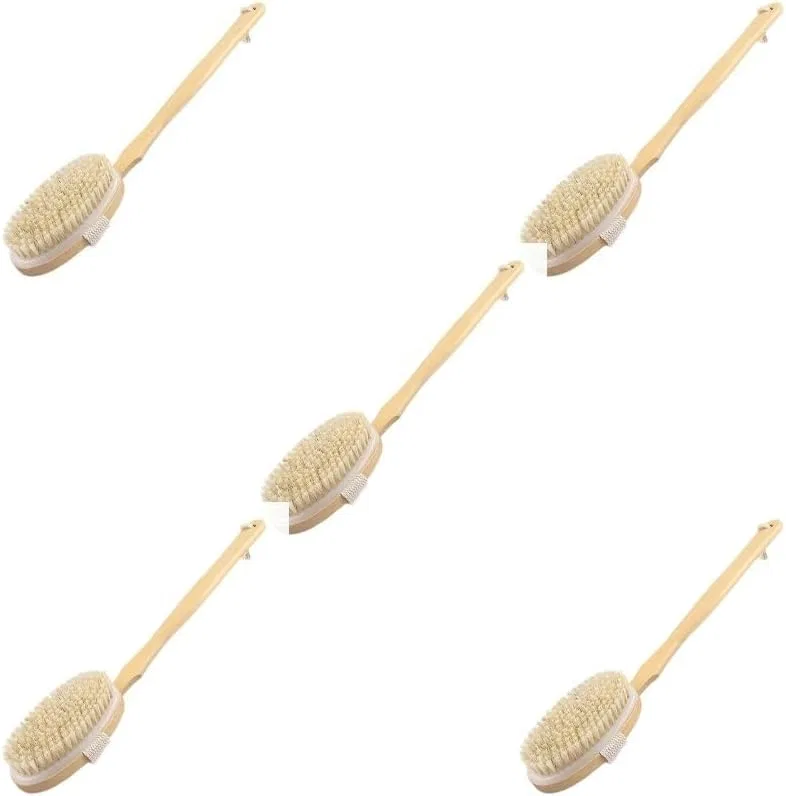 Щетка для душа с длинной ручкой, KSJOAIDDE, набор 5 шт, 42.5x7x3.5 см, Beige