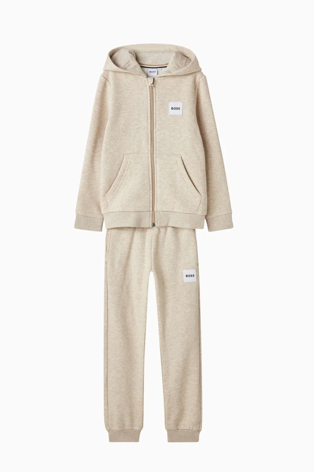 Комплект худи и штанов из флиса с логотипом BOSS Kidswear, белый