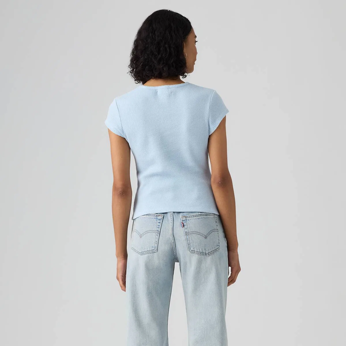 Футболка с коротким рукавом и графическим принтом в вафельную текстуру Levi's, Archival Script Angel Falls - Blue — фото 4