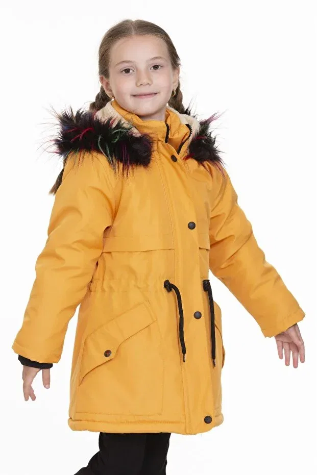Детское для девочек пуховик с капюшоном Öfi Kids, Yellow