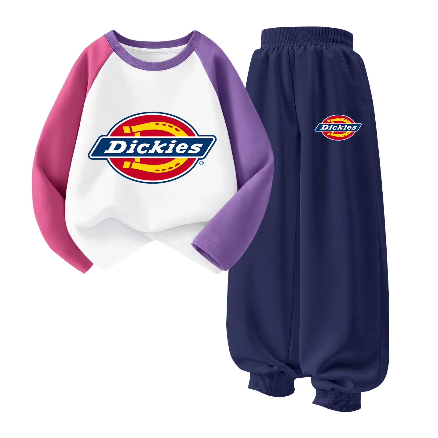 Детский спортивный комплект с логотипом Dickies, Rose Purple+S Logo Navy Blue