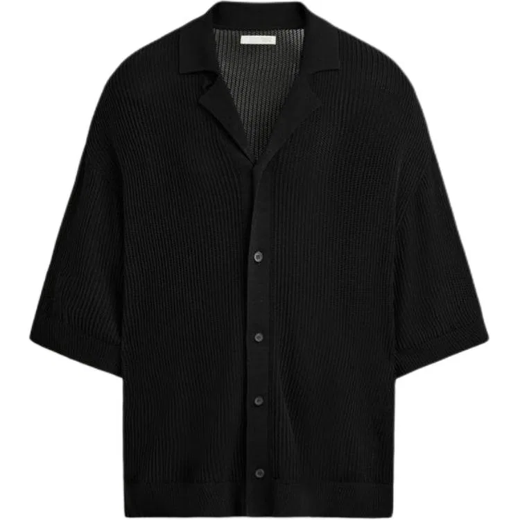 Мужская рубашка с кубинским воротником Black ZARA, Black