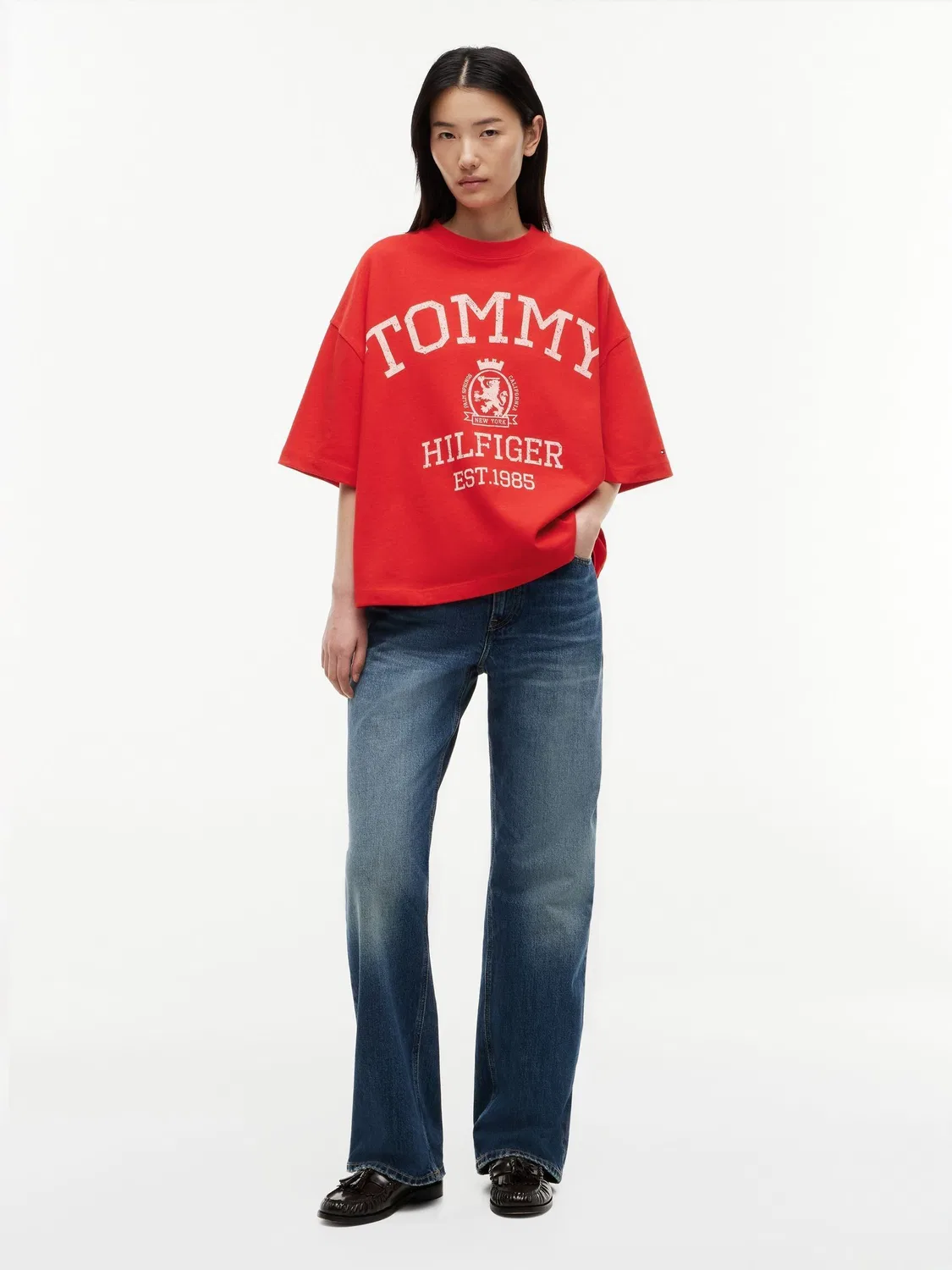Футболка свободного кроя Tommy Hilfiger с логотипом, красный — фото 3