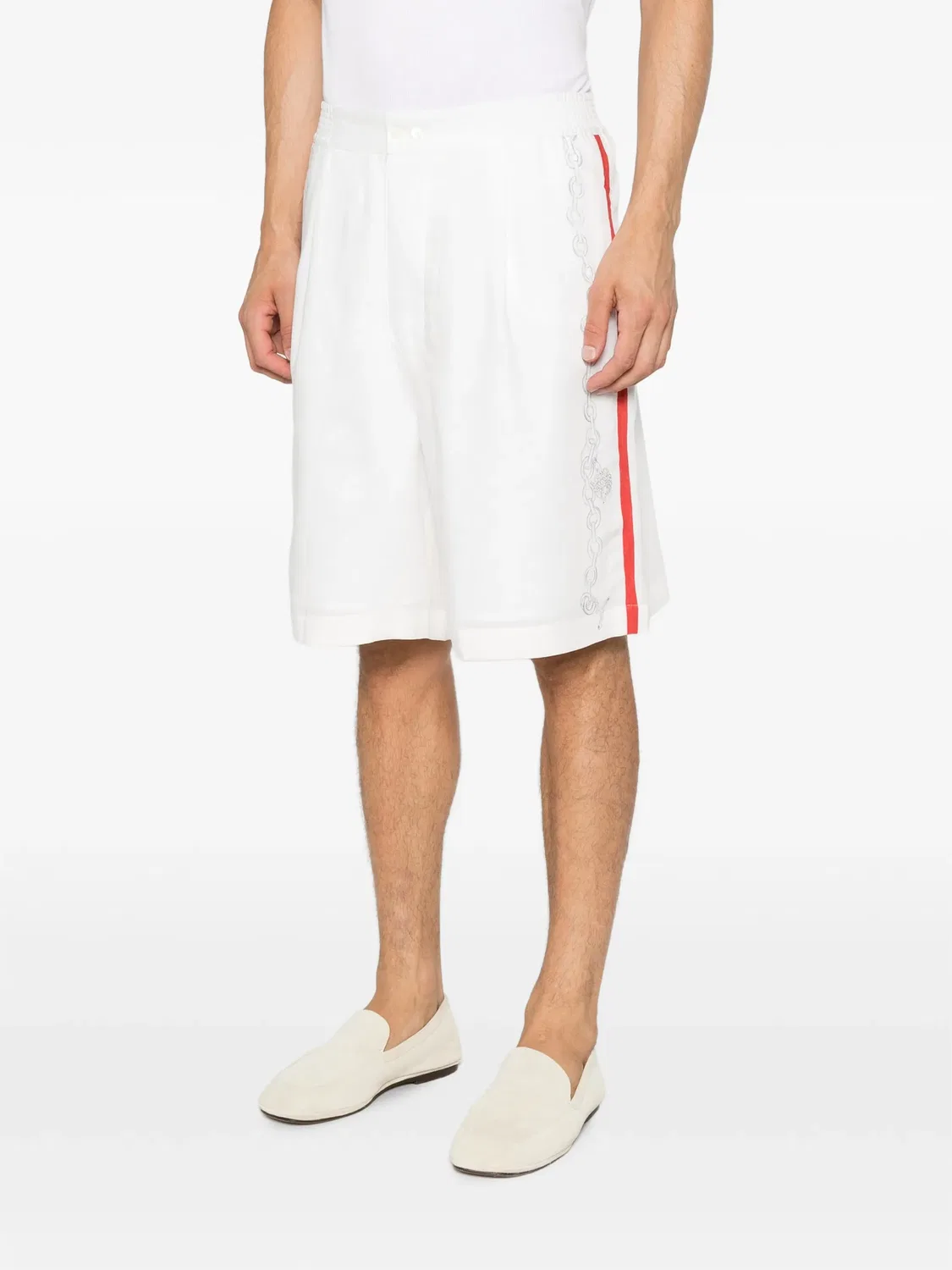 Шорты-бермуды белые с вышивкой Jacquemus, белый — фото 2