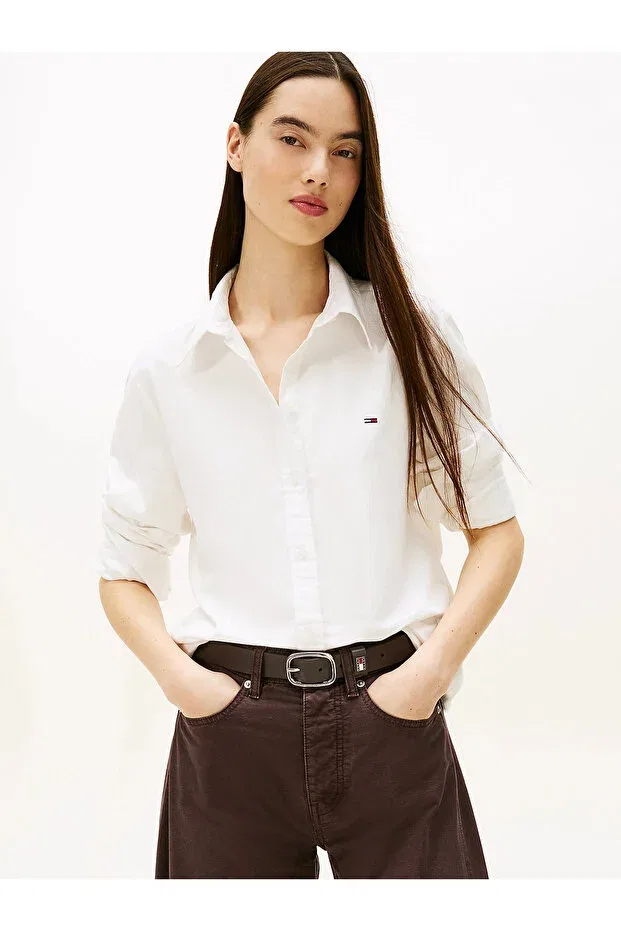 Женская рубашка оксфорд с длинным рукавом Tommy Hilfiger, Ecru