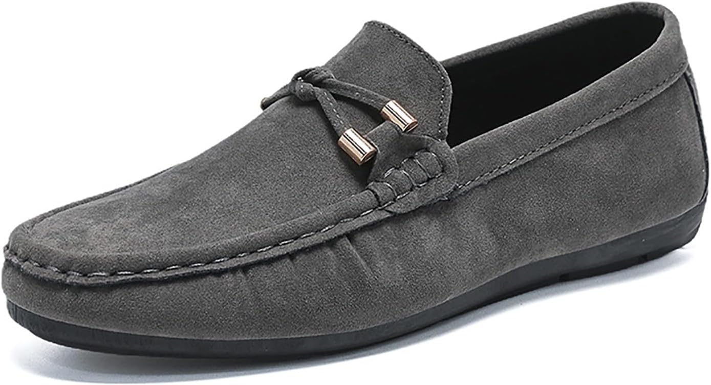 

Мужские замшевые пенни-лоферы, модные с ремешками, удобные, без шнурков, с круглым носком, плоские мокасины, легкие, повседневные, для прогулок, вождения и выхода Egebs, серый