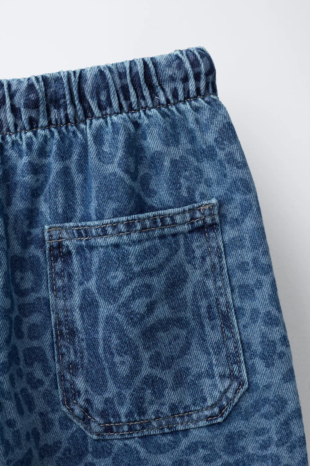 Джинсы с анималистическим принтом и широкими штанинами ZARA, Blue — фото 4