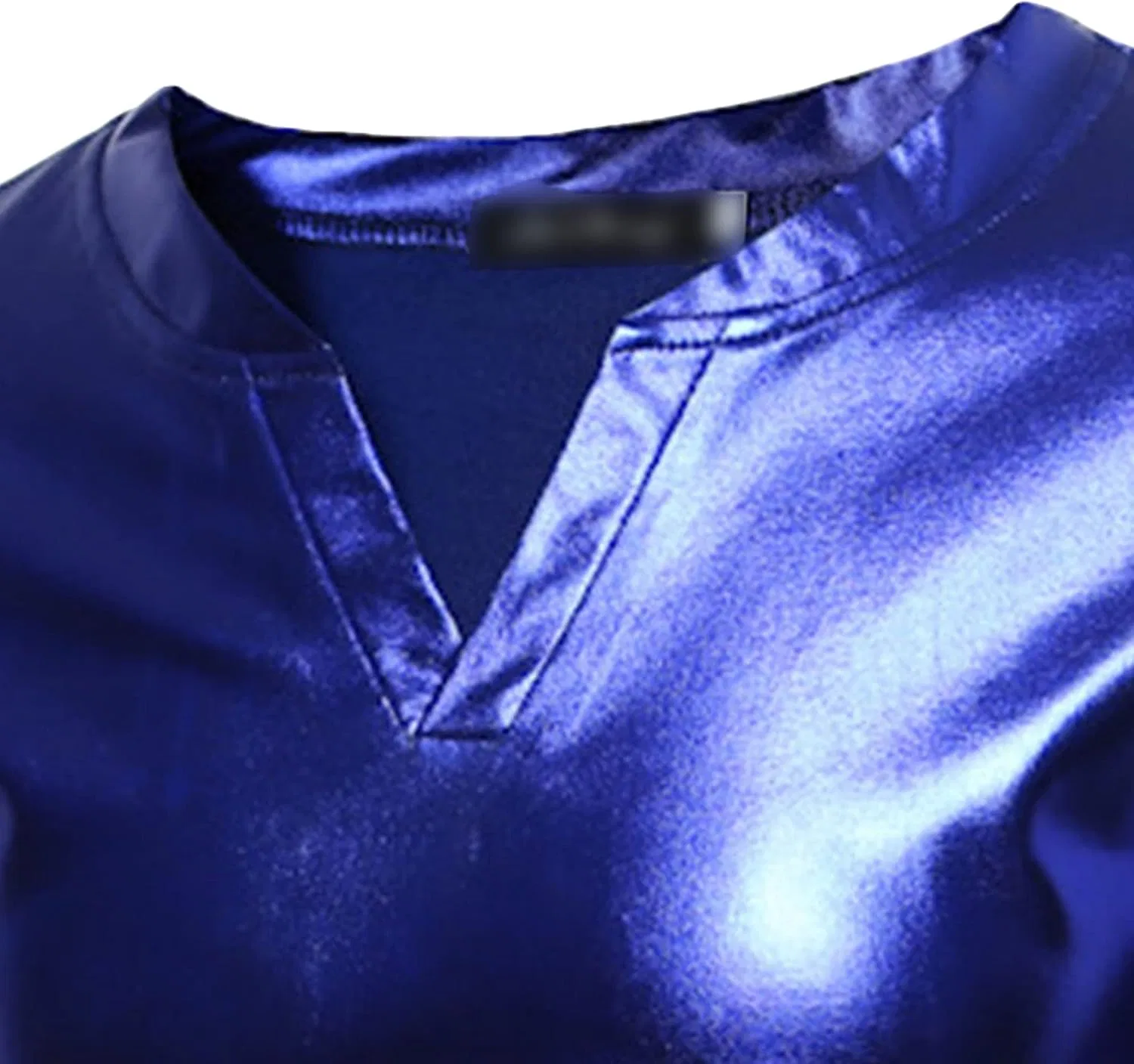 Мужская футболка с блестками V-образным вырезом, Blue — фото 3