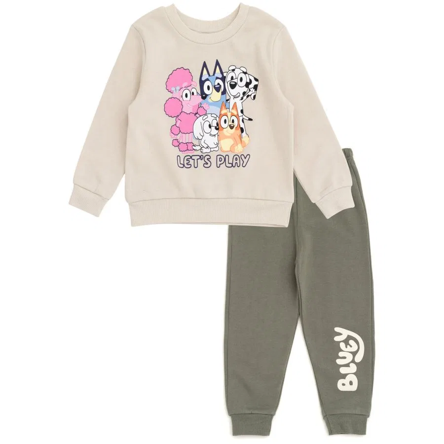 Комплект из футера с принтом Bluey, Hudson Baby, Off White Warm Grey