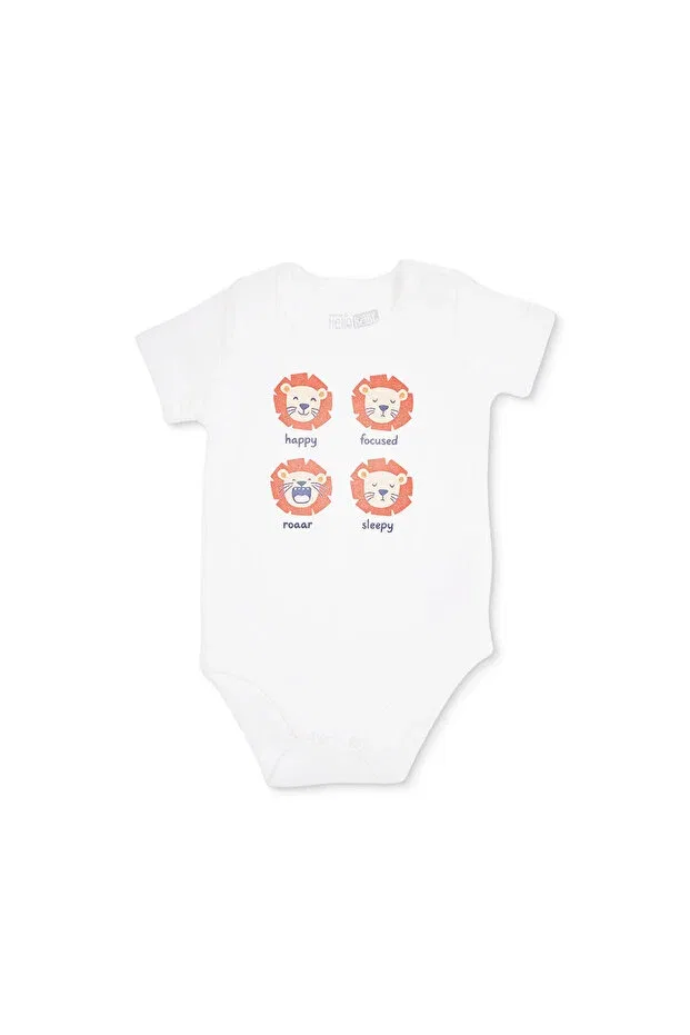 Детское боди для мальчиков с принтом Hellobaby Ebebek Hello Baby, Ecru