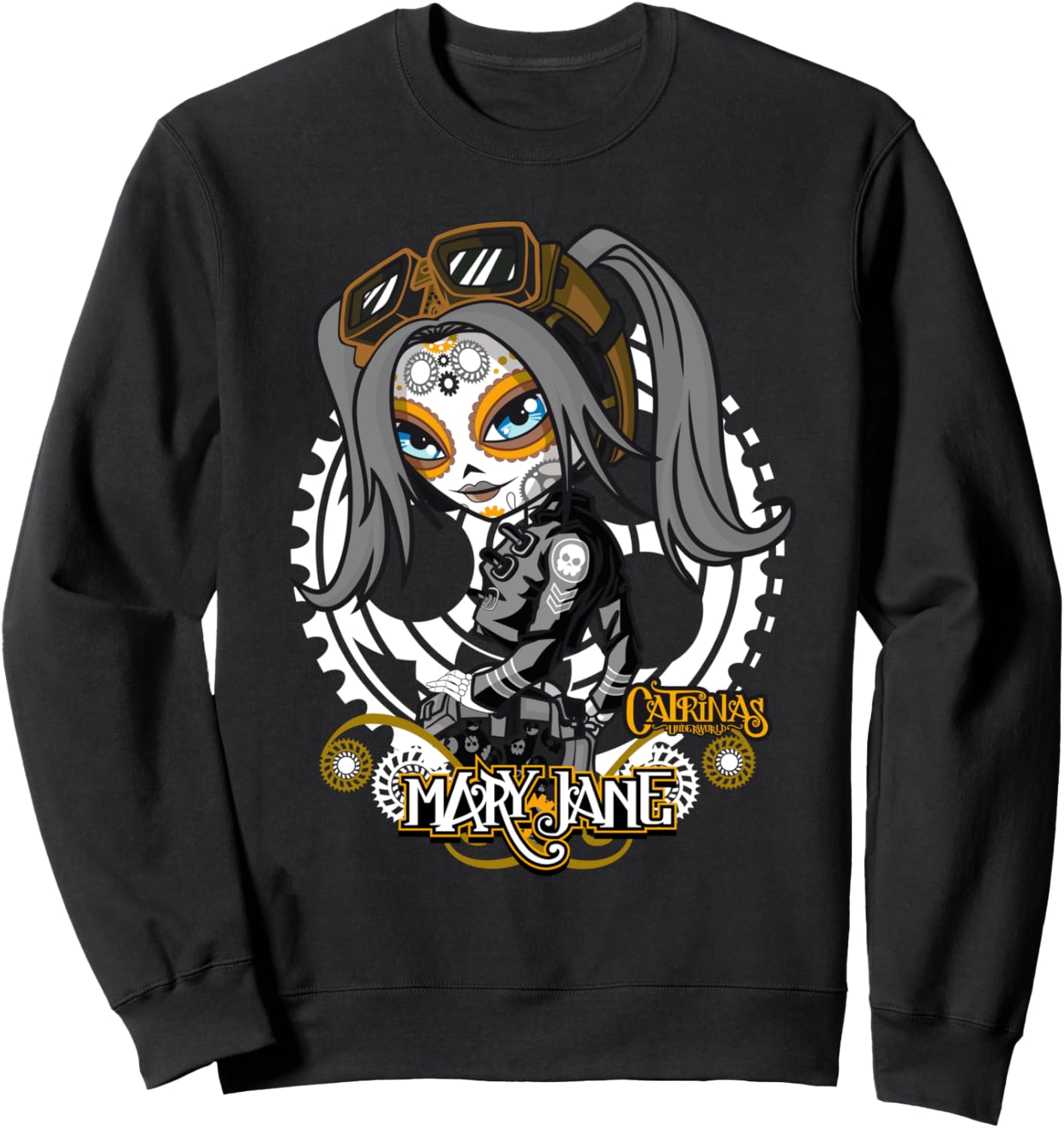 

Подземный мир Катрины - красочная толстовка с дизайном ко Дню мертвых Catrinas, черный