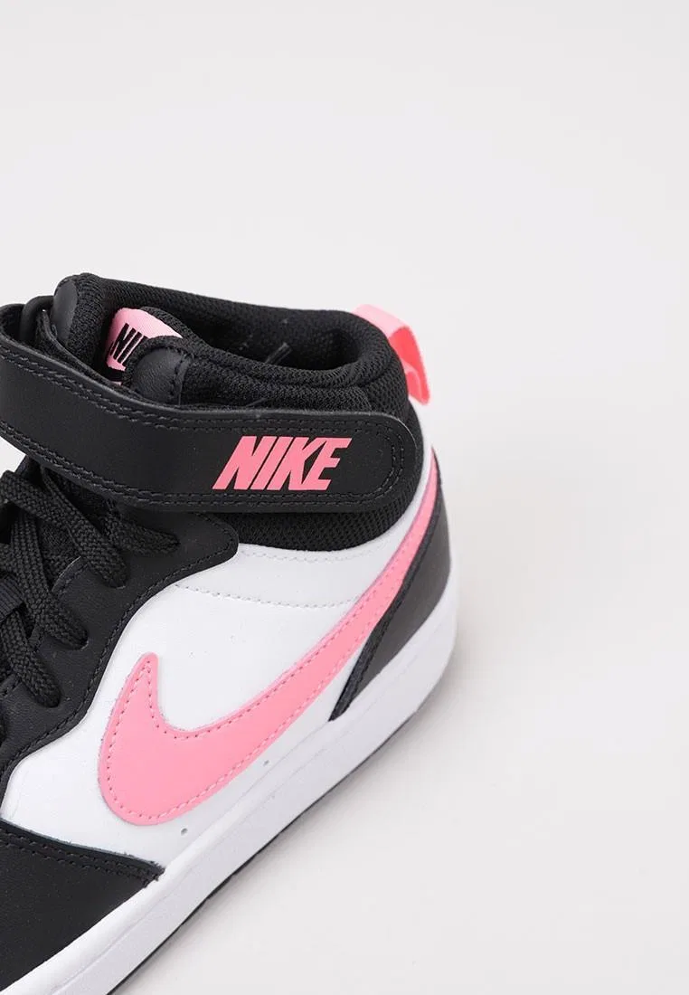 Детские кроссовки с кожаным верхом Court Borough Mid 2 Nike, Rosa Schwarz Weiss — фото 4