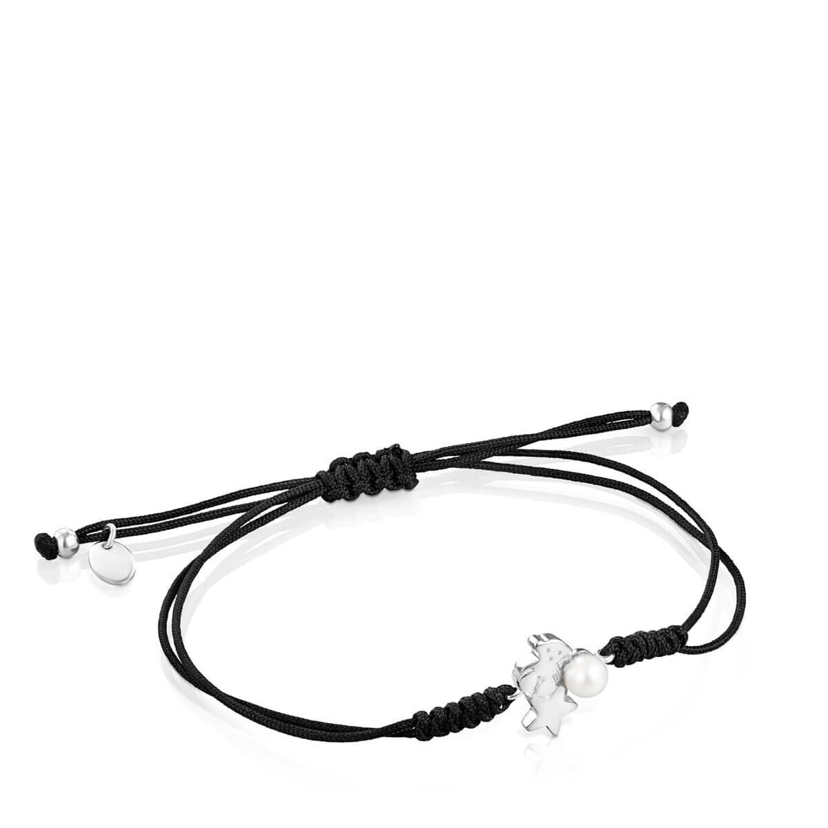 

Браслет Tous Nocturne With Pearl And Black Cord, серебро