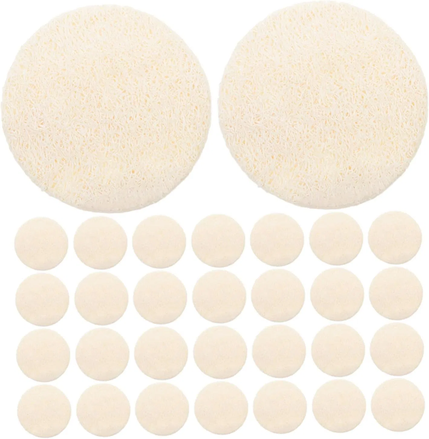 Натуральные скрабовые подушечки из люфы 50 шт, Abaodam, 5.5 см, 93 г, Beige