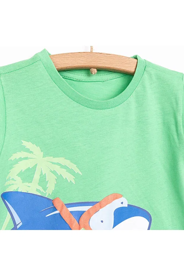 Детская футболка для мальчиков хлопковая Baby Shark Ebebek Hello Baby, Green — фото 3