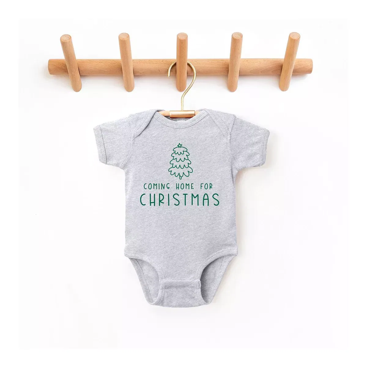 Детский боди с коротким рукавом Home For Christmas The Juniper Shop, Heather Grey