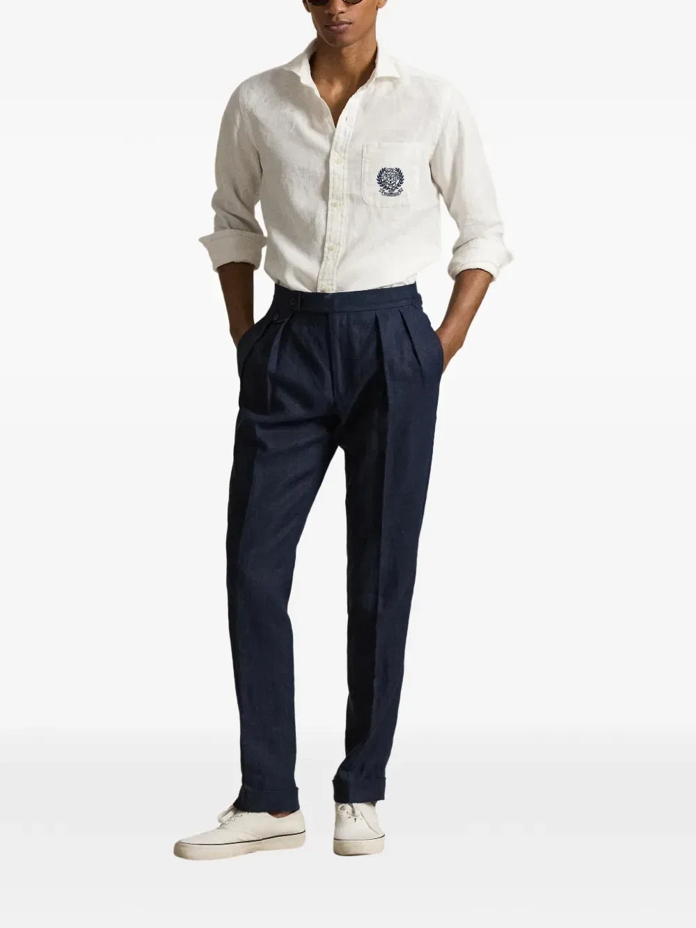 Льняная рубашка с вышивкой из коллаборации с Wimbledon 2026 Polo Ralph Lauren, белый — фото 2